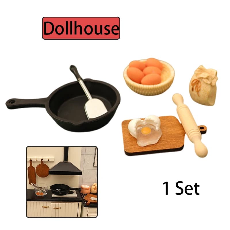 1/12 Kit di utensili da cucina in miniatura per casa delle bambole Modello di bambola Cucina Forniture per cottura Decorazione Giocattolo Micro scena Puntelli da costruzione