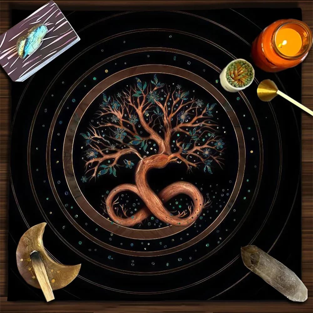 Albero della vita tarocchi altare panno carta da gioco tappetino astrologia Oracle Pad tovaglia altare tarocchi arazzo divinazione tovaglia Gif