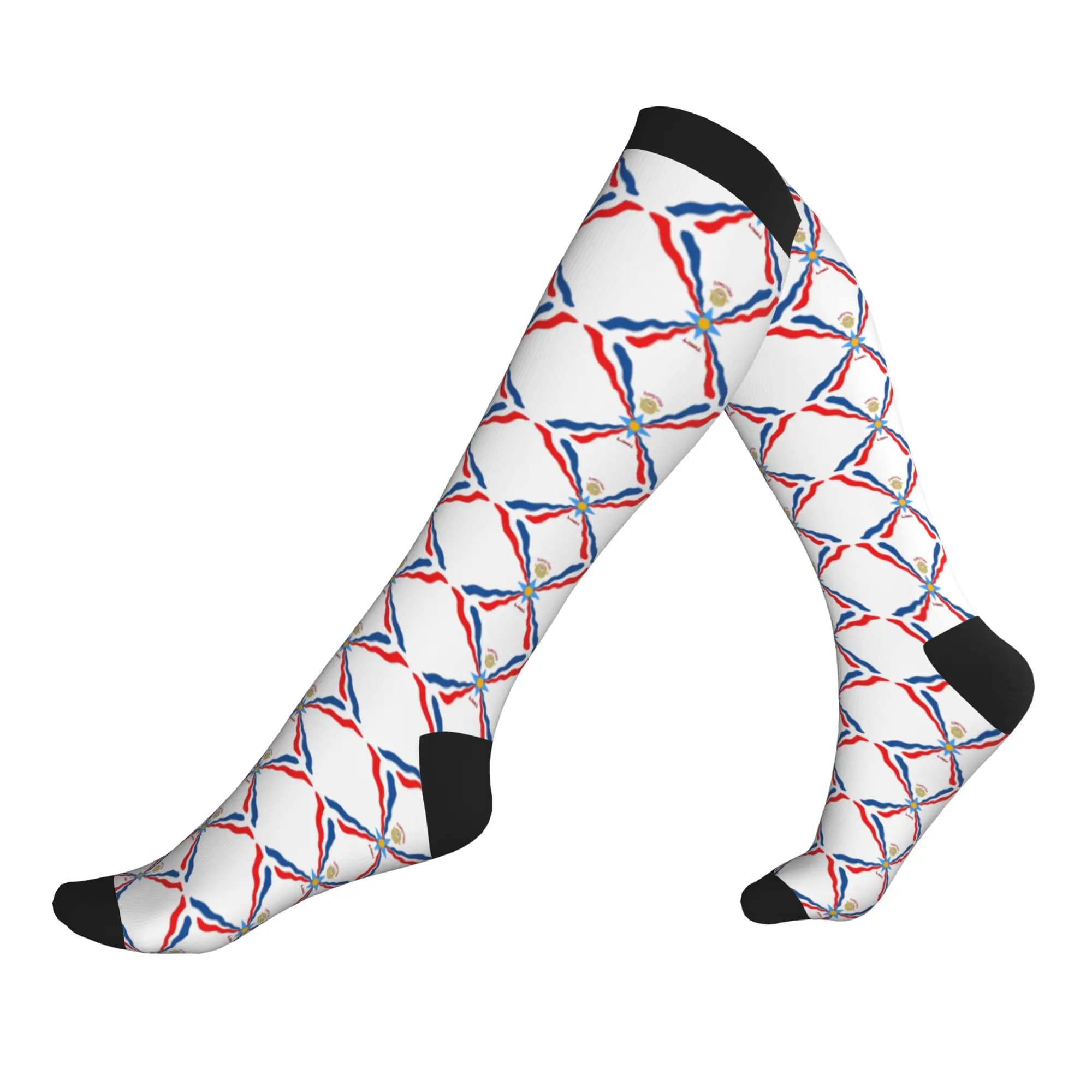 Simpatici calzini da uomo con bandiera assiriana, calzini sportivi unisex caldi e traspiranti con stampa 3D, calzini a compressione sportiva