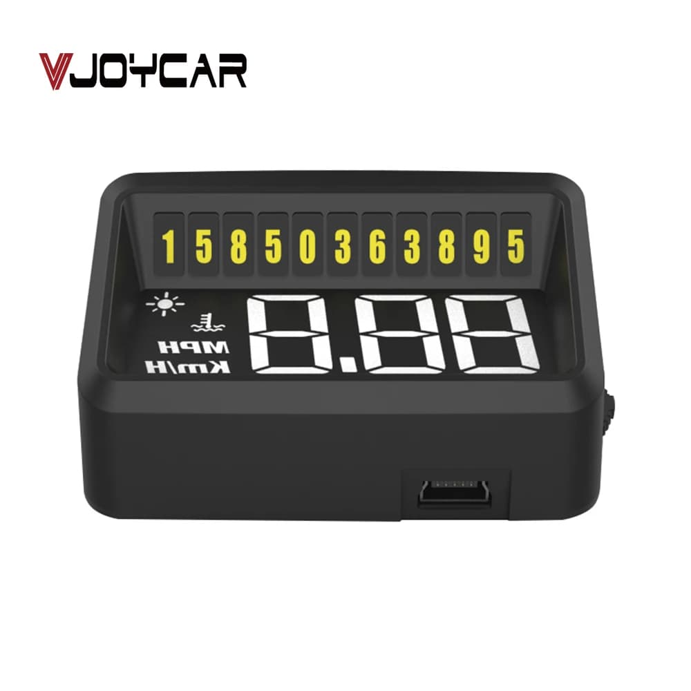 Vjoycar Car Head Up Display HUD Gauge Display automatico con cappuccio da sole telefono No. Piastra parabrezza proiettore RPM PK A100 A900