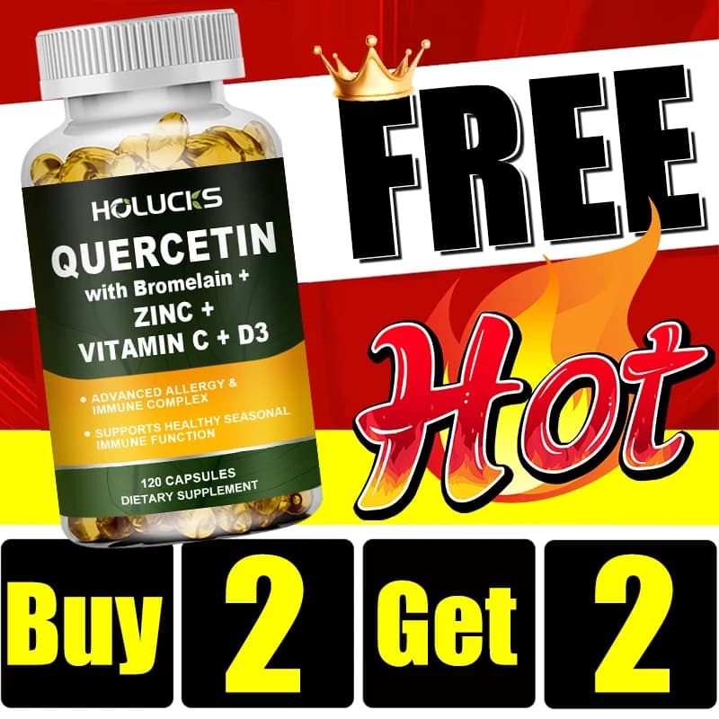 Buy 2 and receive 2 free! Premium supplement of Quercetin, Vitamin C and D3, for Skin Health, Ox Forts and All-Year Resistance, Without Gluten