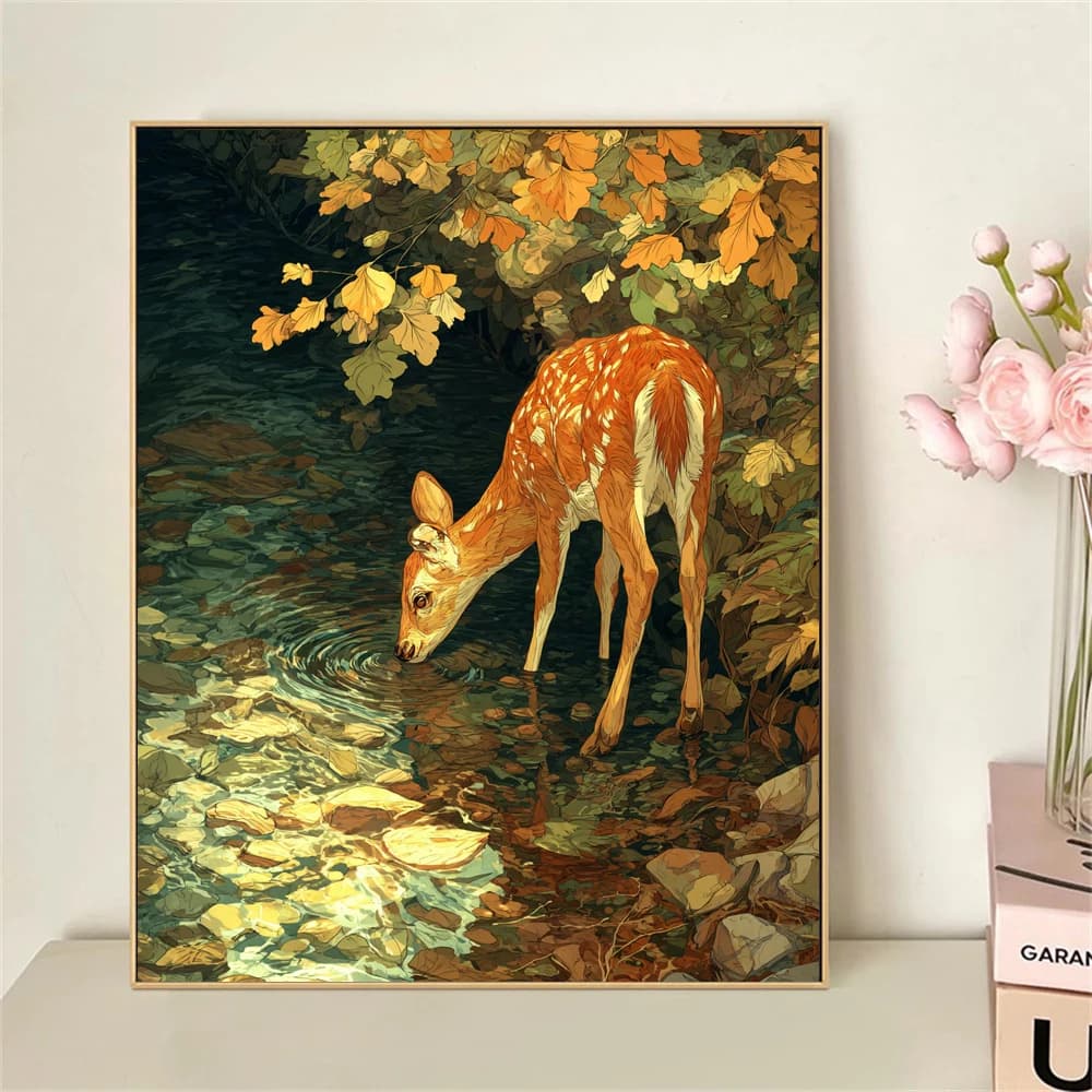 Paint by Numbers For Adult Kit A Deer In The Forest DIY Dropshipping acrylic Oil Painting Canvas by Number Home Decor