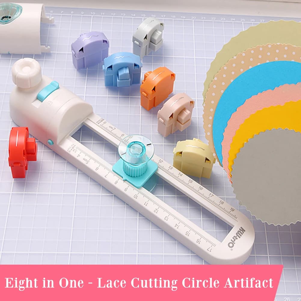 8 In 1 Paper Circle Cutter Set Multifunctional Scrapbooking Cards Cutters DIY Craft Cutting Tool Lace Cutting Circle Artifact