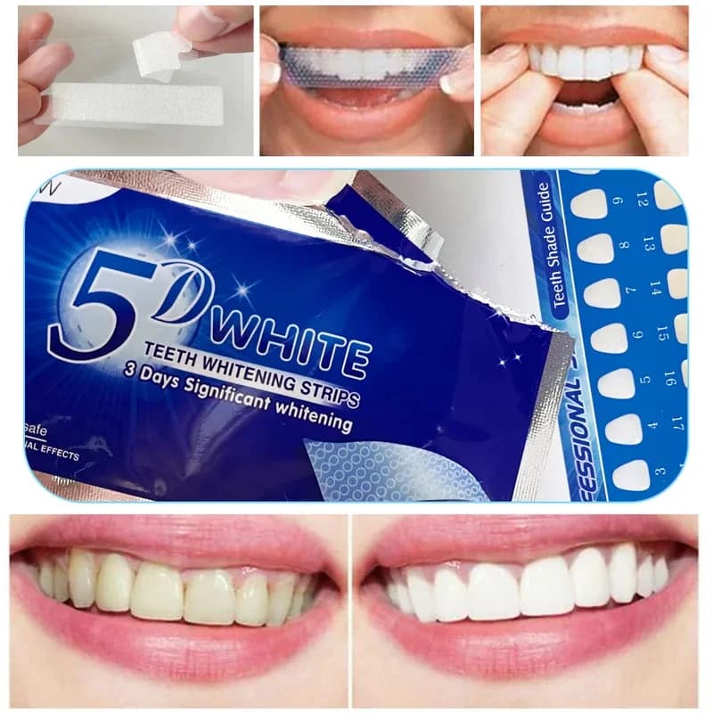 1-12pcs 5D Whitening Teeth Stickers White Teeth Gel Teeth Whitening Strips Clean Teeth Yellow Smoke Stains Tea Stains Oral Care