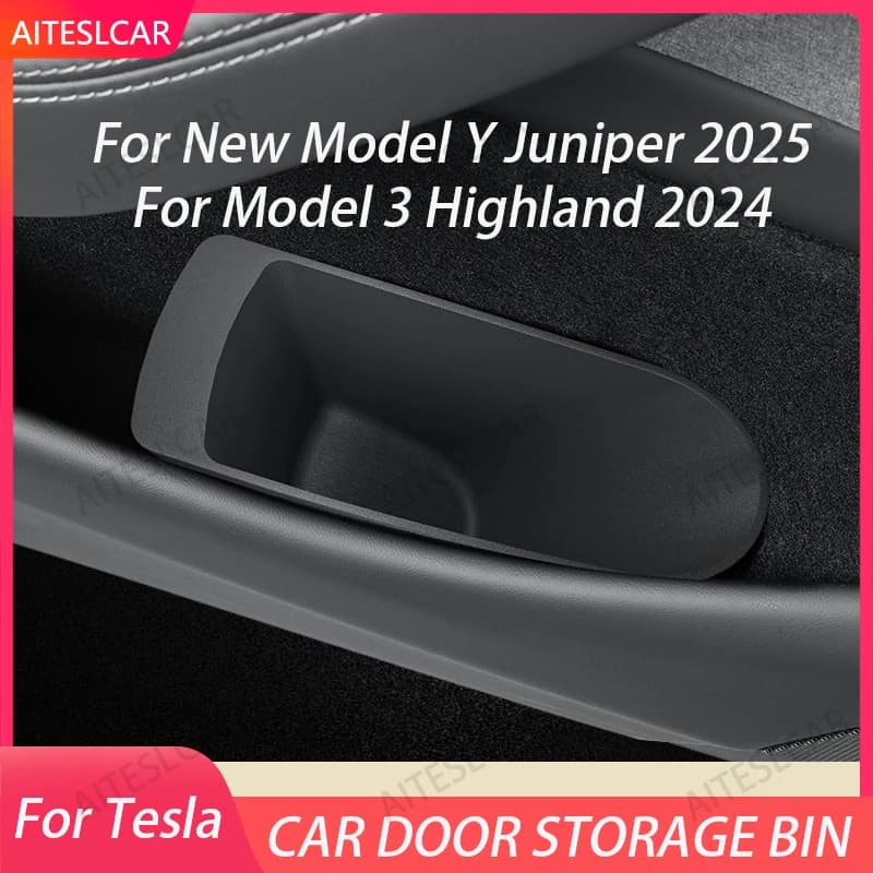 AITESLCAR For Tesla Model Y Juniper 2025 Lateral Door Storage Box Complete Cover Driver and Co Driver Interior Storage Box Accessories