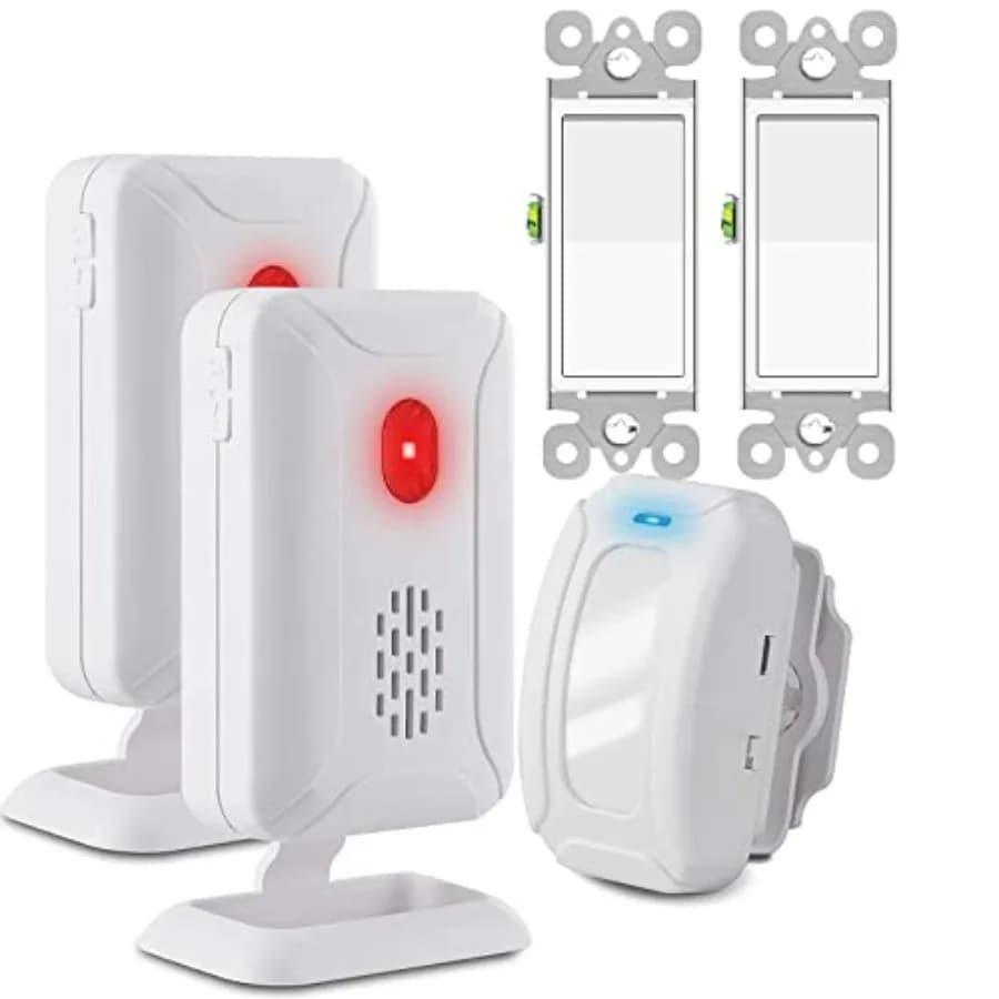 Allarme Rilevatore di Movimento Wireless, Avviso di Sicurezza Domestica, Campanello di Benvenuto per Negozio, 2 Ricevitori 1 Trasmettitore a Infrarossi
