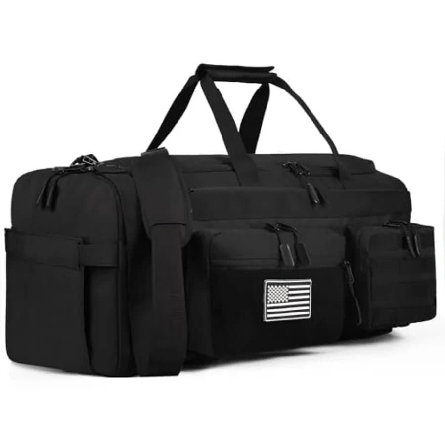 Borsa tattica da 50 litri per uomo, borsa da palestra e zaino 3 in 1, scomparto per scarpe, custodia per laptop e MOLLE, borsa da viaggio.