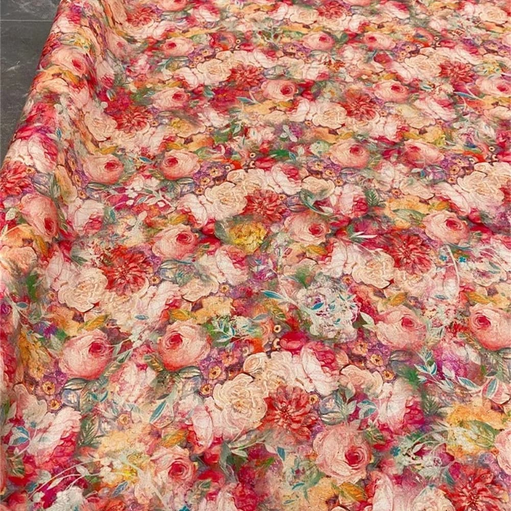 Fashion Double Crepe Silk Fabric Summer Pure Mulberry Silk Printing Lightweight Breathable Shirt Handmade Div Dress Cloth Fabric