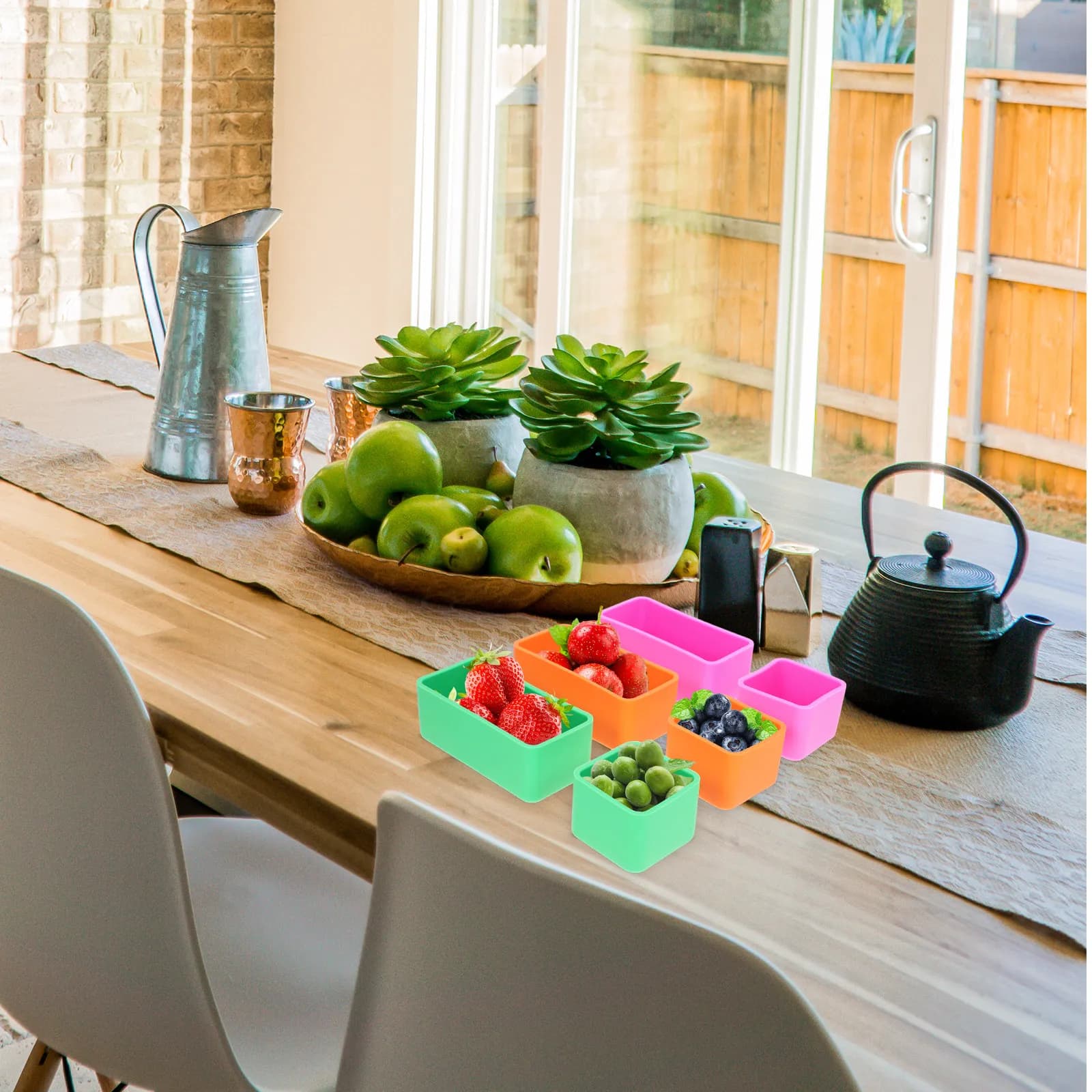 6 divisori portatili in silicone per bento box, contenitori multifunzione per il pranzo, adatti al microonde, compatti e riutilizzabili.