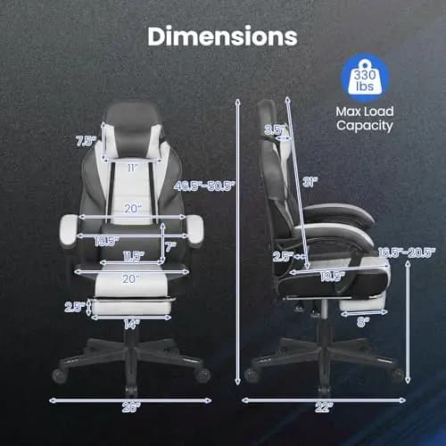 Sedia da Gaming Ergonomica con Altezza Regolabile, Rotazione a 360° ° Base girevole, poggiapiedi, cuscino lombare, cuscino per la testa, schienale reclinabile e