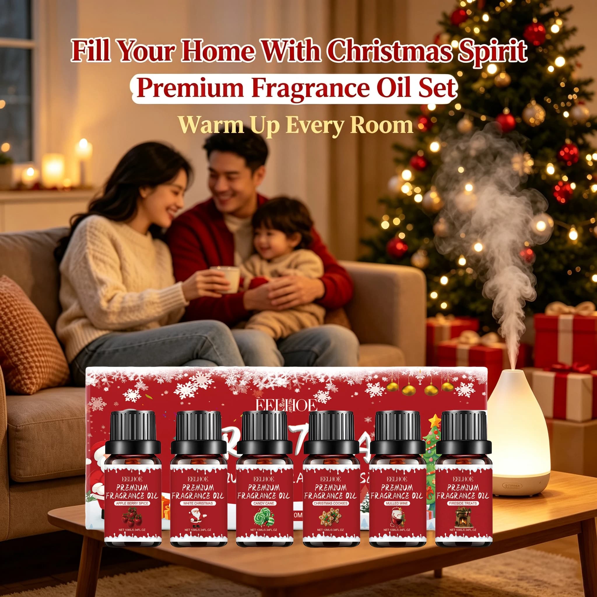 Christmas Premium Fragrance Oils Set for Candle Making Soap Lip Gloss Home Aromatherapy Diffuser Pet Friendly Aromatherapy Oil