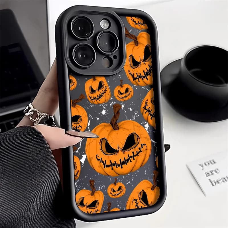Custodia per telefono con stampa zucca fantasma Halloween per iPhone 17 Pro Max Custodia per iPhone 15 11 12 13 14 16 Pro Max 16e 17 Air Cover morbida opaca
