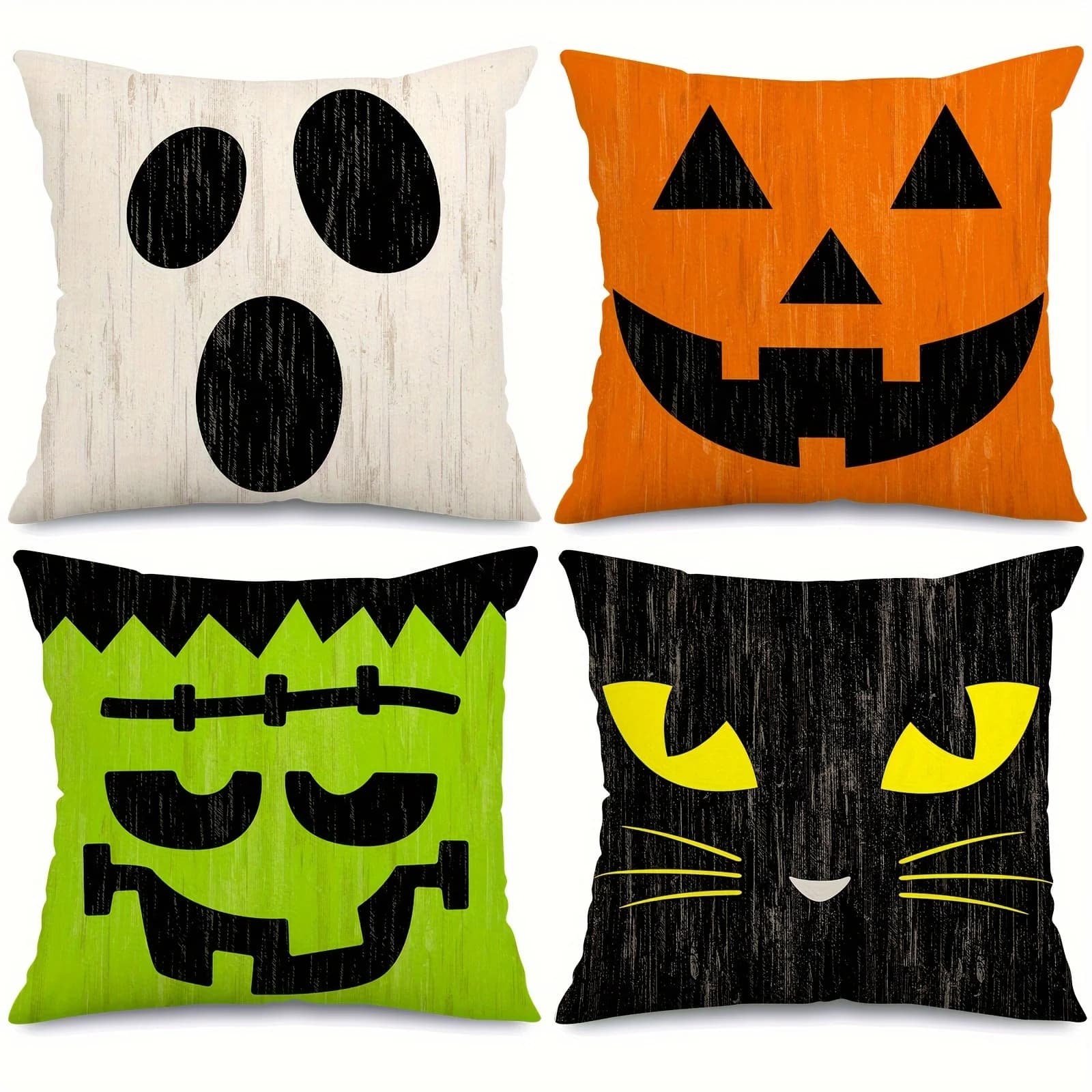 4 pezzi Halloween federa casa divano cuscino quadrato fantasma decorazione festa federa non Include cuscino Core
