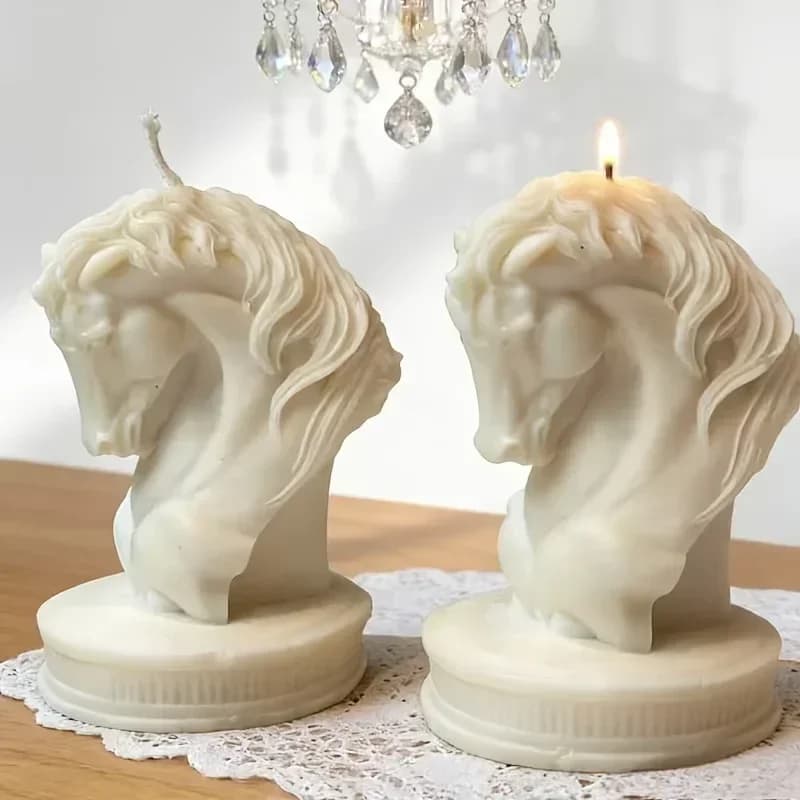 Nuovo modello 2026 - Stampo in silicone 3D a forma di testa di cavallo (1 pezzo) per gesso, resina, candele aromatiche fai da te, decorazioni per la casa e strumenti artigianali