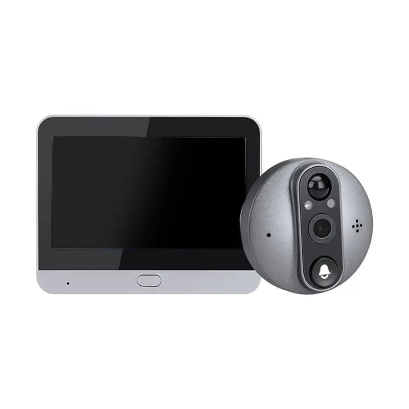 ABGE-Tuya Spioncino Digitale per Porta Smart Home 1080P 120° ° Campanello con Telecamera Wi-Fi ad Ampio Angolo di Visione, Visione Notturna IR, Videocitofono