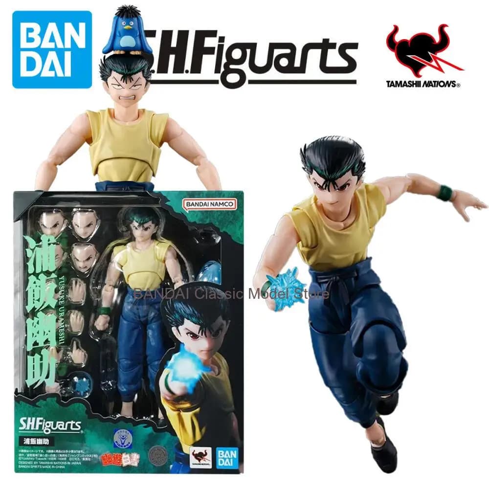 Original Bandai S.H.Figuarts SHF Yu Yu Hakusho YUSUKE URAMESHI Figure Finished Model kit Anime full Action Toy Gift for kid set