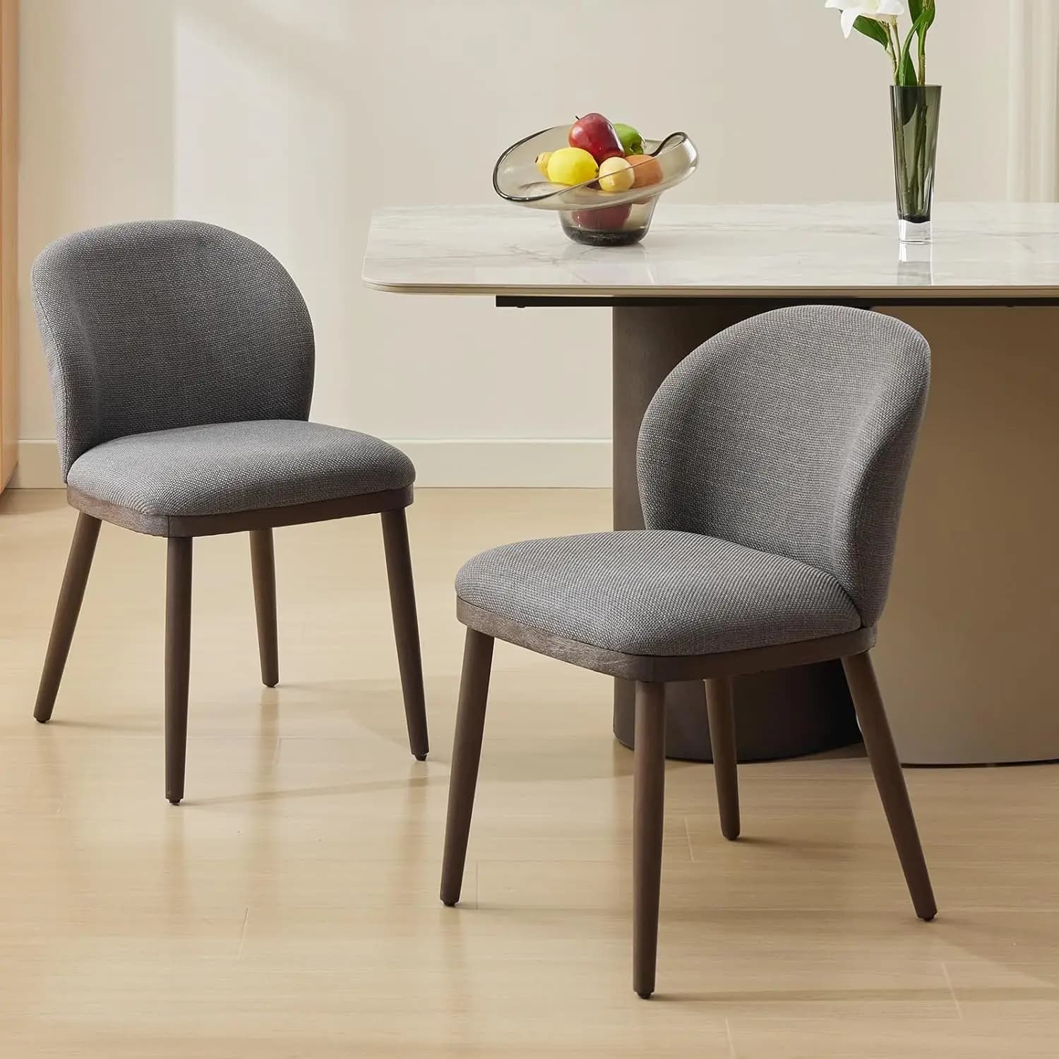 Sedie da pranzo Set di 2 sedie da pranzo moderne da cucina imbottite con supporto ergonomico per la schiena, gambe in legno per sala da pranzo, ristorante
