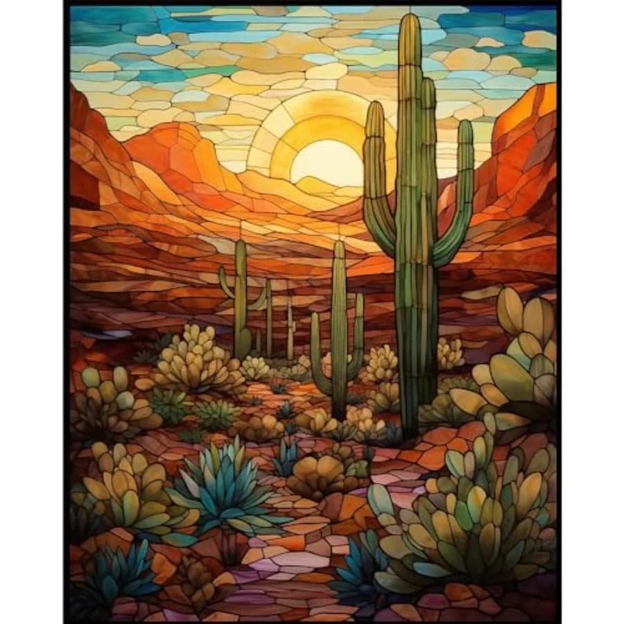Paint by Numbers Kit for Adults - Cactus DIY Adult Paint by Number Kits Wilderness Landscape Acrylic Canvas Painting for Adults