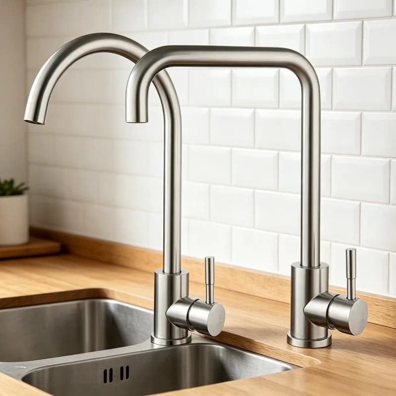 Rubinetto da cucina in acciaio inox 304, miscelatore caldo/freddo, girevole a 360° ° Rubinetto da Cucina Girevole in Nichel Spazzolato Montato su Piano