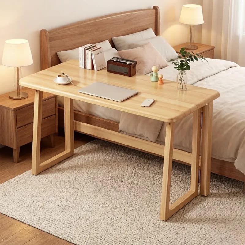 Scrivania Pieghevole in Legno Massello, Moderna Scrivania Portatile per Computer, Tavolo Multifunzione per Gaming e Studio, Ideale per Spazi Piccoli, Camera da Letto e Ufficio