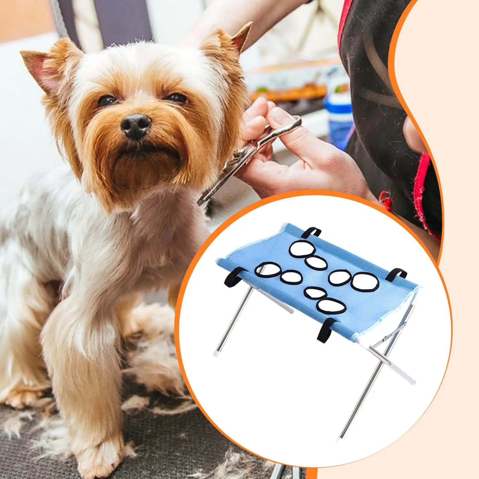 Animal Grooming Hammock Stand with Iron Frame for Cats Small Dogs Bathing Nail Clipping Pet Cleaning Kit