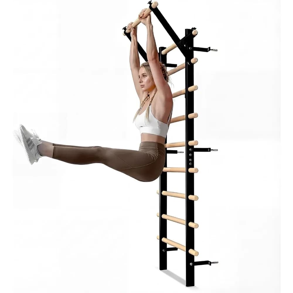 Wooden bar with 9 rods for suspension training, tractions and dip, home gym accessory, fitness and stretching core