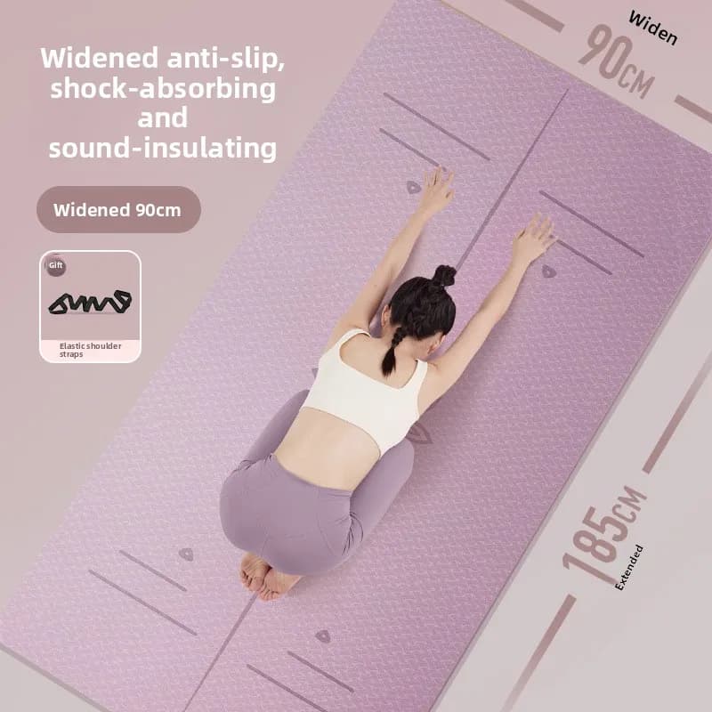 Women Tpe Yoga Mat Shock Absorption Quiet Non Slip Thick Home Use Fitness Dance Gymnastics Mat Exrcise Mat Workout Mat