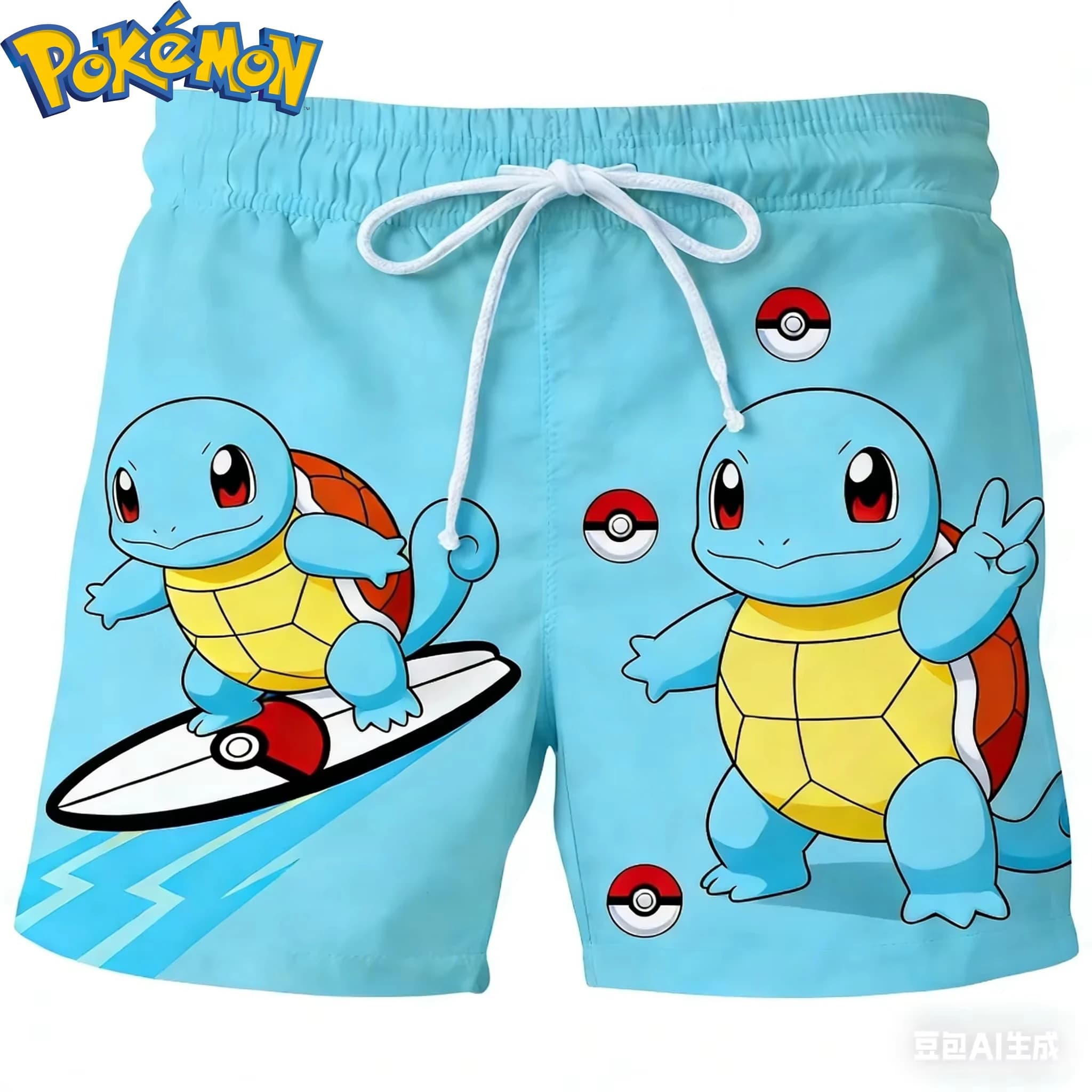Costume da bagno 2026 Pokemon Squirtle senza tasche - Pantaloncini da surf ad asciugatura rapida per bambini e adulti, abbigliamento da spiaggia anime