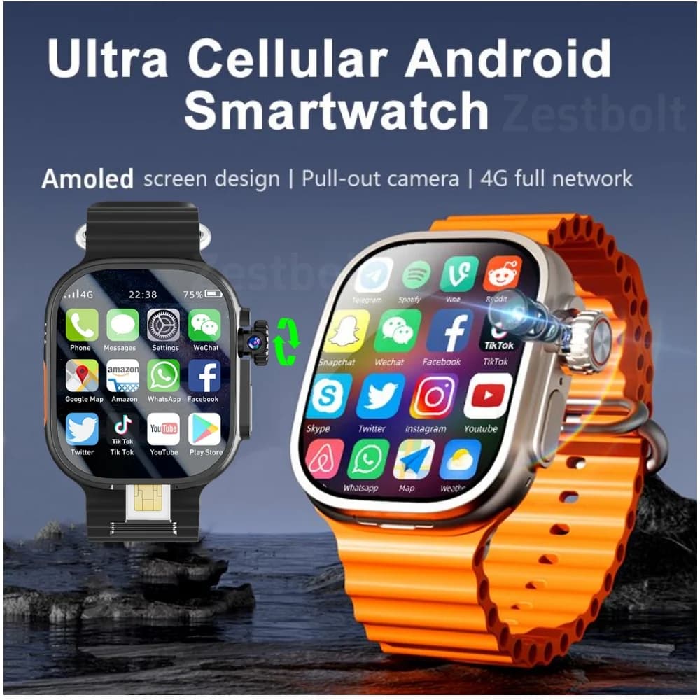 GOLDENSPIKE S10 Ultra MAX 4G Smartwatch Android Smart Watch with 448*528 180 ° Download NFC app for GPS video calls WIFI with rotary camera