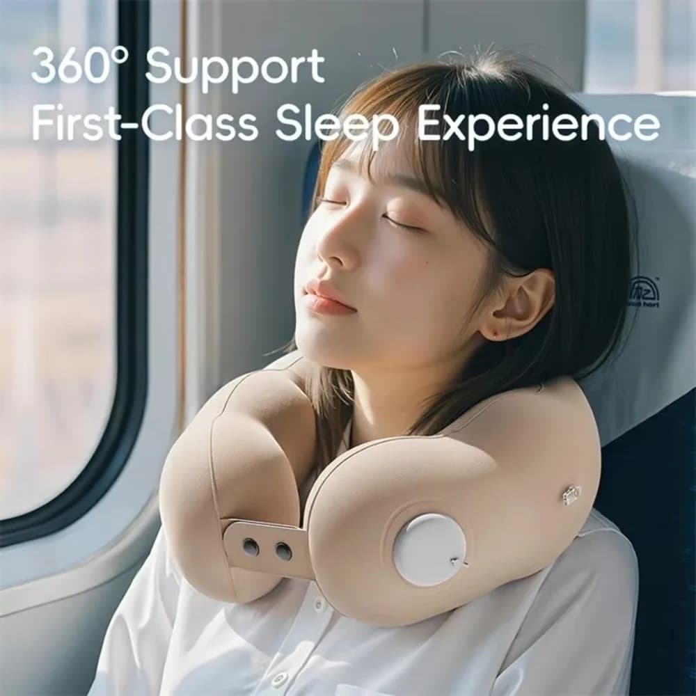 Portable Inflatable Travel Neck Pillow U-Shaped Adjustable Firmness Office Napping Pillow Support Pillow For Travel