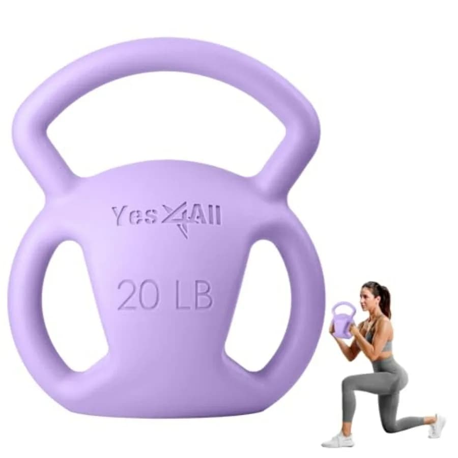 Kettlebell da 20 libbre per allenamento di forza femminile, con impugnatura larga testurizzata multi-grip, per allenamento completo del corpo a casa, singolo