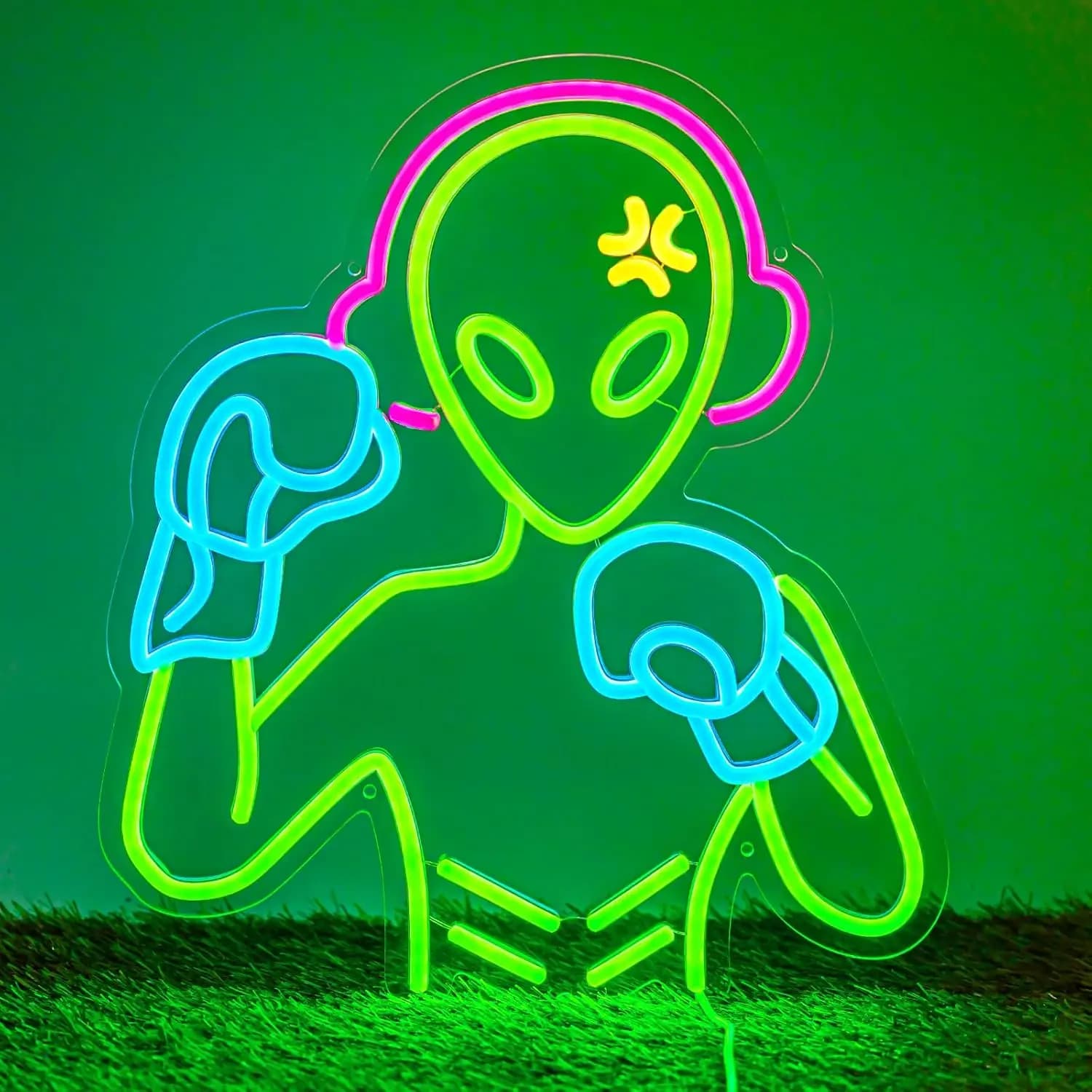 Insegna al Neon LED a Forma di Alieno per Decorazione Murale - Luce al Neon Dimmerabile Alimentata via USB per Camera da Letto, Man Cave, Feste e Regali