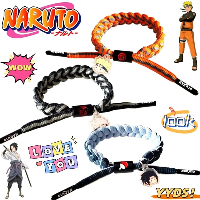 NARUTO Uzumaki Naruto Uchiha Sasuke Hatake Kakashi Creative Reflective Bracelet Secondary Animation Peripheral Woven Hand Rope