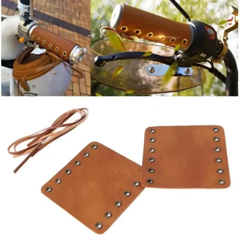 Manopole per bicicletta in pelle vintage Copri maniglia per bici elettrica per moto regolabile Accessori per biciclette da montagna