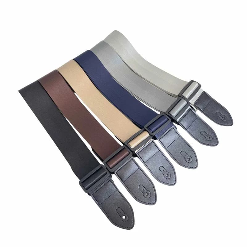 Electric Guitar Strap Solid-colored Adjustable PU Leather Ends Acoustic Guitar Bass Strap Belt Accessories