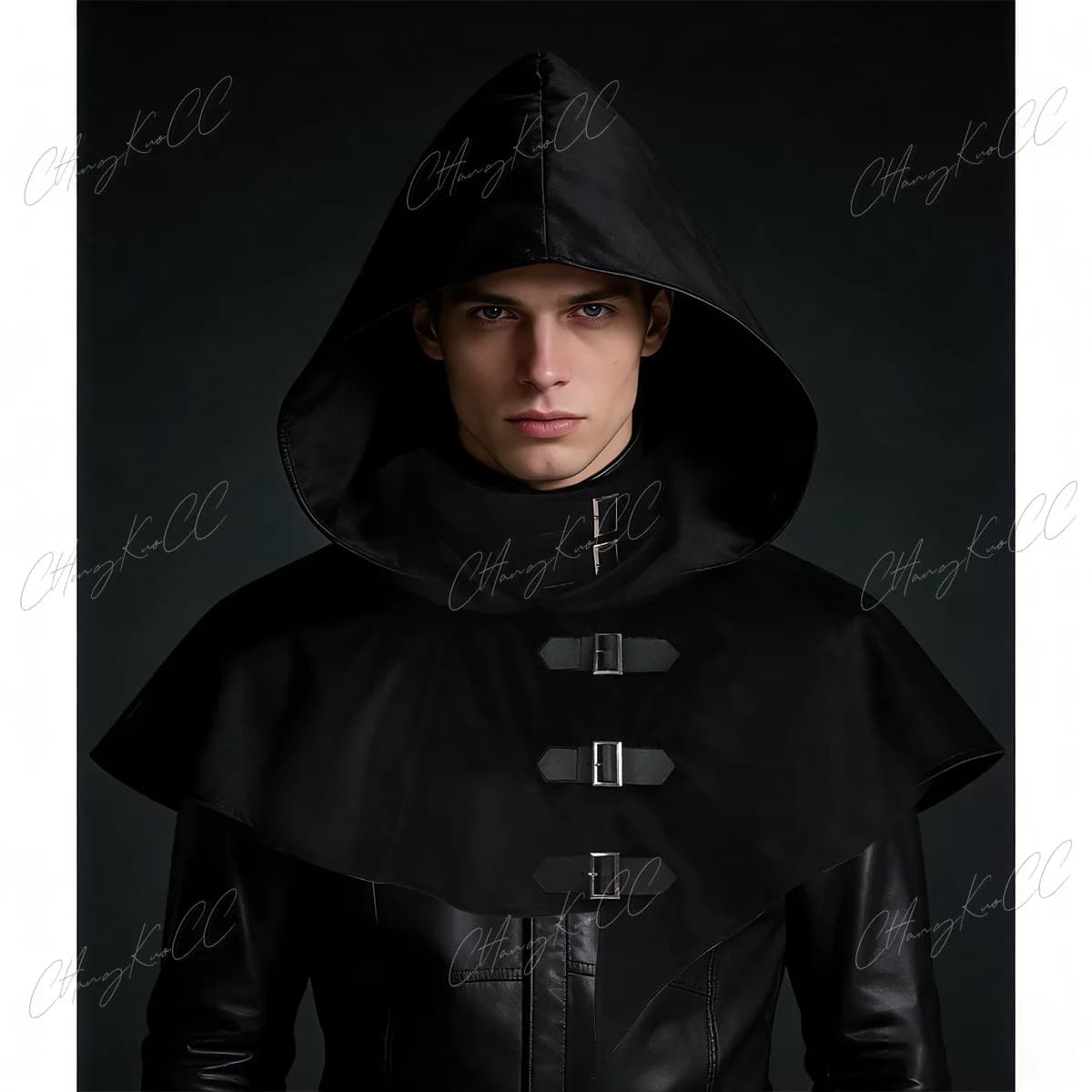 Mantello Medievale Rinascimentale con Bottone Vichingo - Sciarpa con Cappuccio per Costumi di Halloween, Streetwear ed Eventi di Cultura Pop