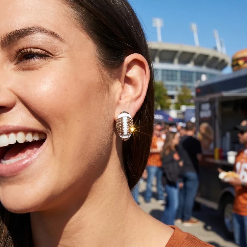 Rhinestone Sporty Alloy Stud Earrings Football Basketball Baseball Softball Football Ear Studs Sports-Inspired Soccer Rugby