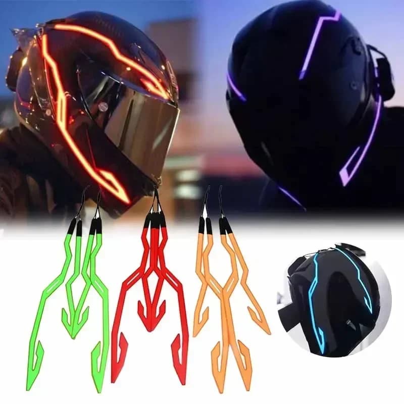 Moto Bici NUOVA Luce fredda a LED impermeabile 4 in 1 Striscia per casco EL Adesivo Luci di avvertimento Accessori per la guida notturna del motociclo