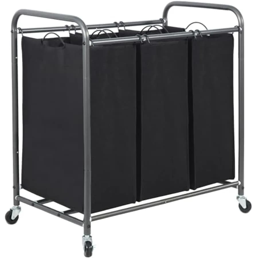 Carrello Portabiancheria da 16 L (5,9 Galloni) con Ruote Bloccabili e Sacchi Rimovibili, Organizzatore per Vestiti