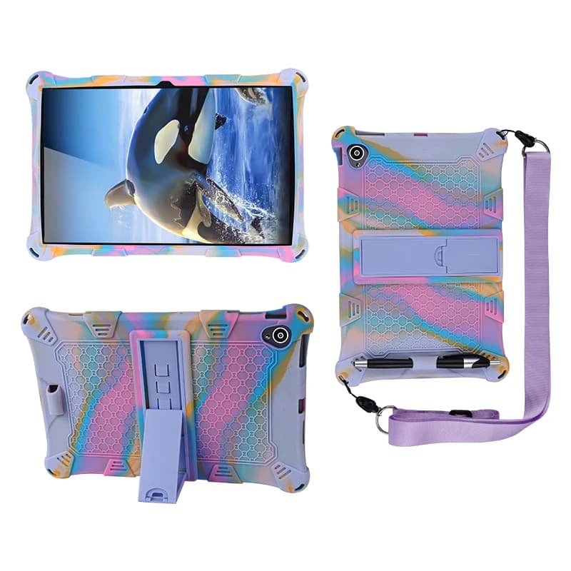 Tablet Case Universal For Teclast P30 Air HD M40SE M40 Air 10.1" Soft Silicone Kinckstand Cover With Shoulder Strap Shockproof