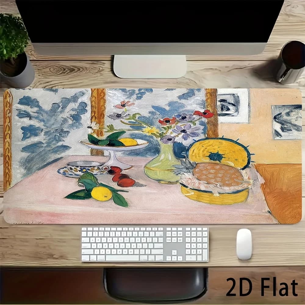 Tappetino per mouse grande con immagine classica di Henri Matisse Still Life Pineapple, tappetino da scrivania esteso impermeabile per il gaming, tappetino per tastiera con arte Fauvism