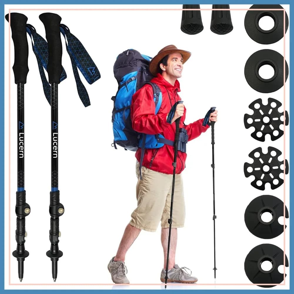 Bastoncini da Trekking in Carbonio Ultraleggeri da 6,5 oz, Anti-Shock, Resistenti, Regolabili da 26-53 Pollici