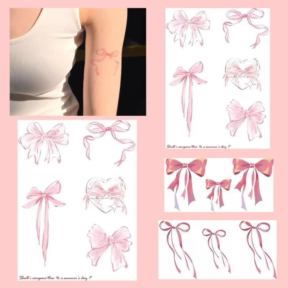 NEW Bow Colorful Painted Tattoo Sticker Water Transfer Printing Paper Waterproof Sweat-proof Temporary Tattoo Stickers For M5K4