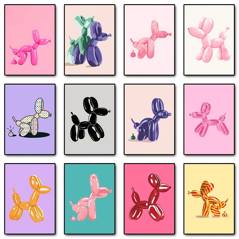 Pink Balloon Dog Posters and Prints Diamond Painting Modern Funny Wall Art Picture for Preppy Bedroom Teens Dorm Room Decor Gi