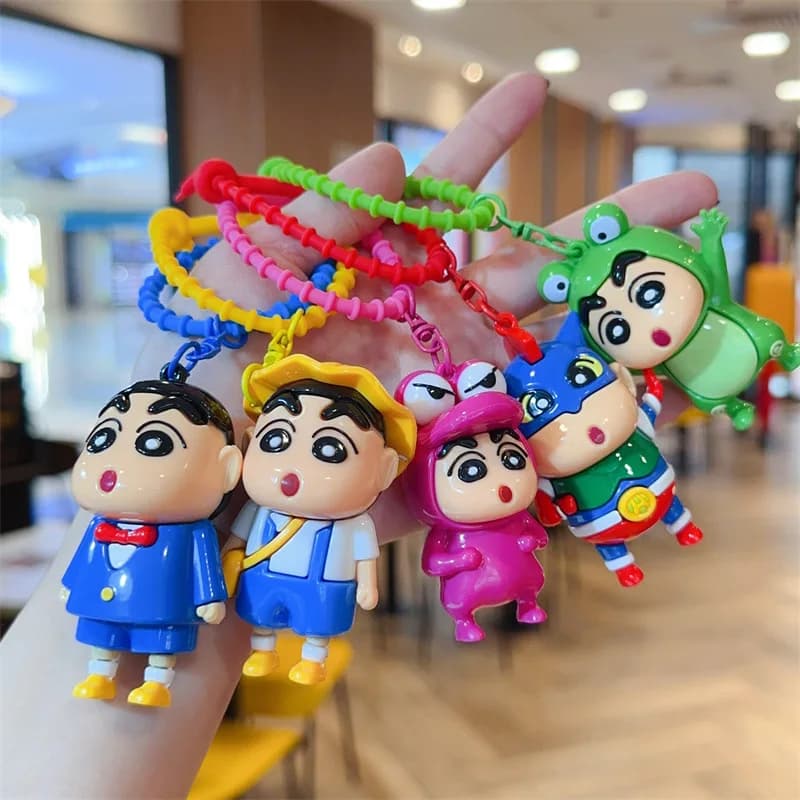 Portachiavi con Figurine Kawaii di Crayon Shin-Chan, Giocattoli Anime Carini, Portachiavi per Auto, Zaini, Telefoni, Regali Ornamentali per Ragazze