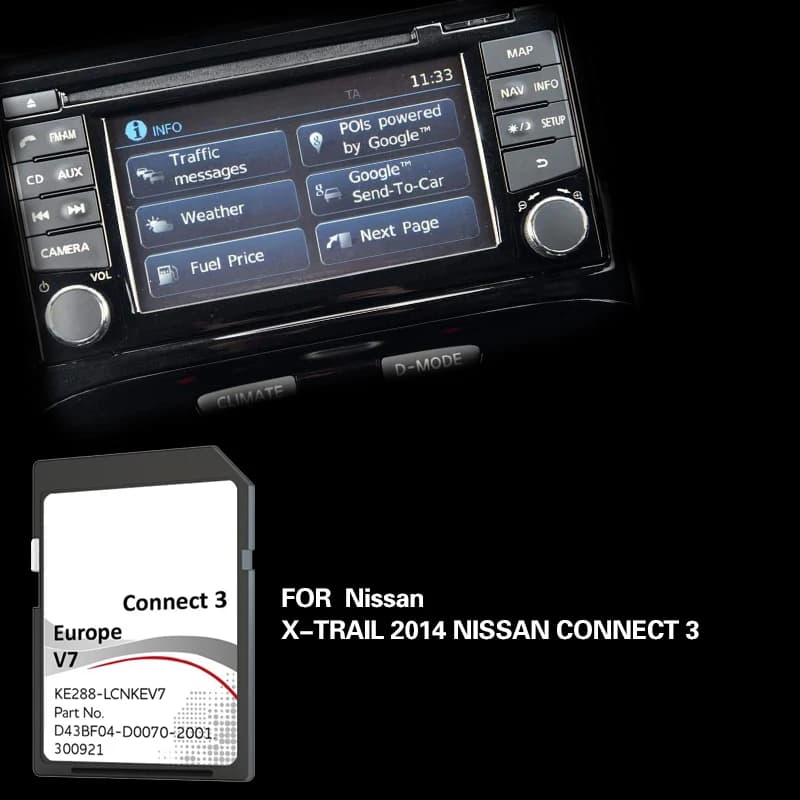 Per Nissan X-TRAIL 2014 Connet3 C3V7 2023 Nuovo aggiornamento Europa Regno Unito Spagna Scheda mappa SD
