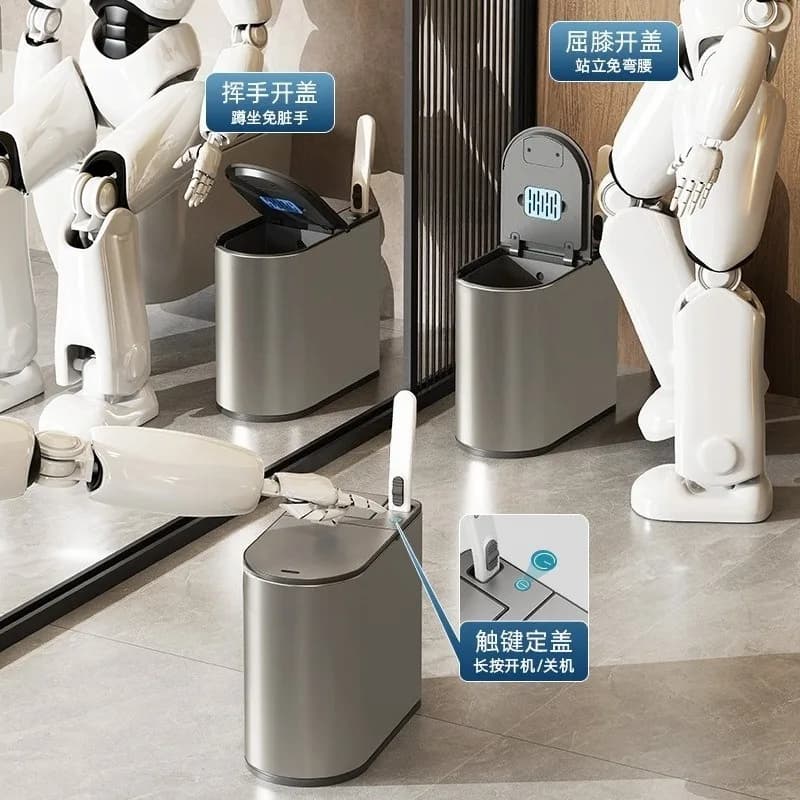 CCKO stainless steel smart trash can brush integrated induction toilet seam belt toilet brush deodorant garbage