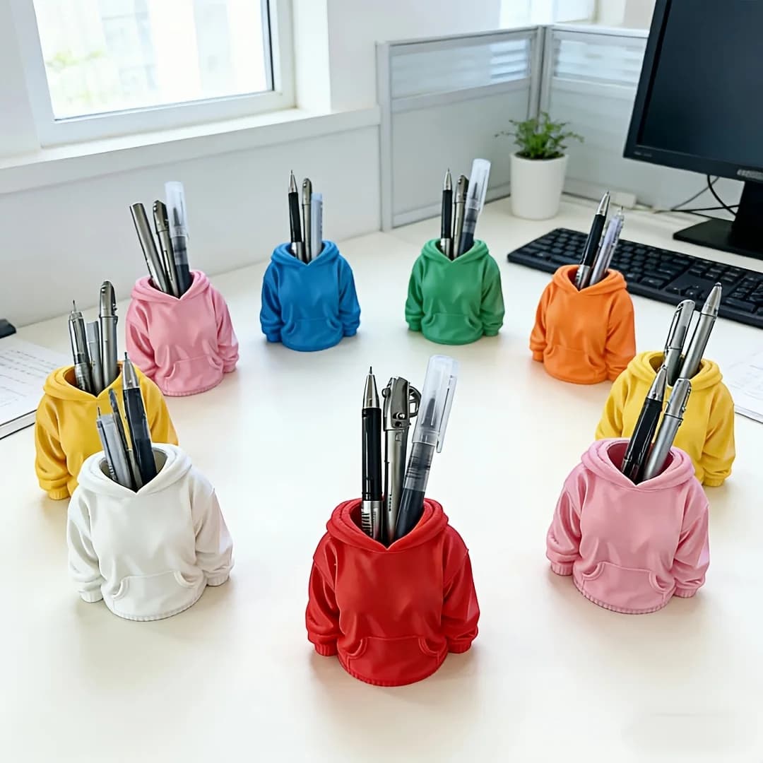 Portapenne a Forma di Felpa con Cappuccio, Carino Organizzatore da Scrivania per Cancelleria, Decorazione per Ufficio e Casa, Regalo per Capodanno e San Valentino