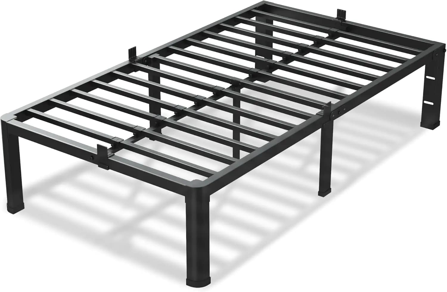 Base letto matrimoniale XL da 12 pollici, piattaforma in metallo resistente da 3500 libbre con gambe ad angolo arrotondato e blocco scorrevole per materasso, supporto a doghe in acciaio