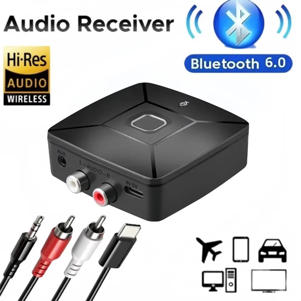 Bluetooth Wireless Receiver 6.0 SBC AAC Hi-Fi 3.5mm AUX Jack 2RCA RCA Music Audio Adapter for PC Car Kit Speaker Amplifier